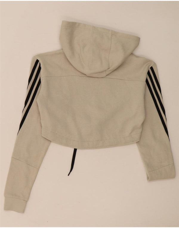 Adidas Primegreen Crop Sweat à capuche surdimensionné pour femme UK 4/6 XS Gris Coton