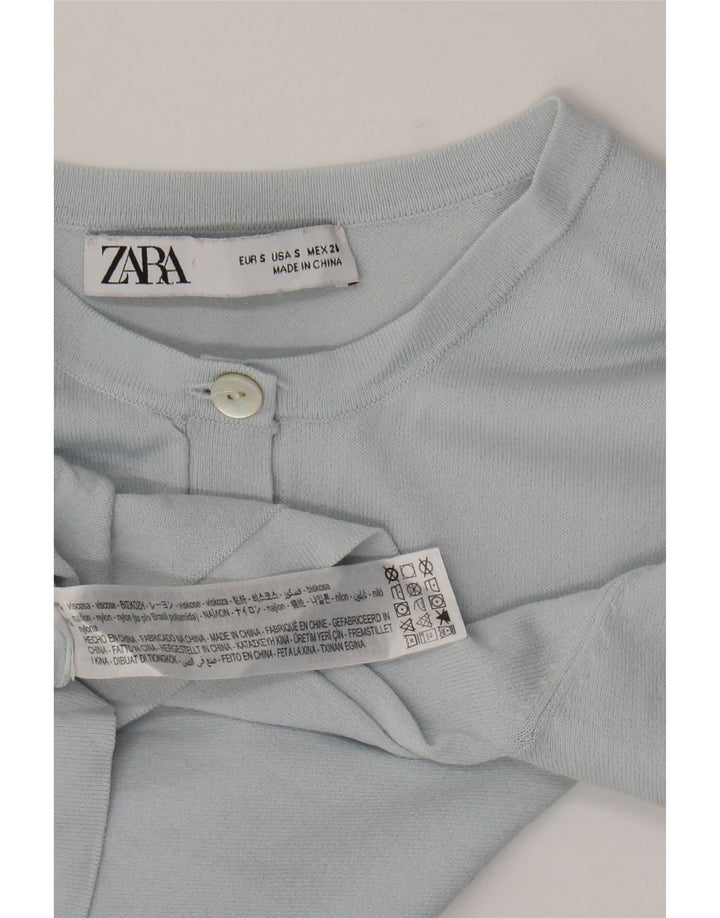 Zara Womens Top Long Sleeve UK 8 Small Blue Viscose