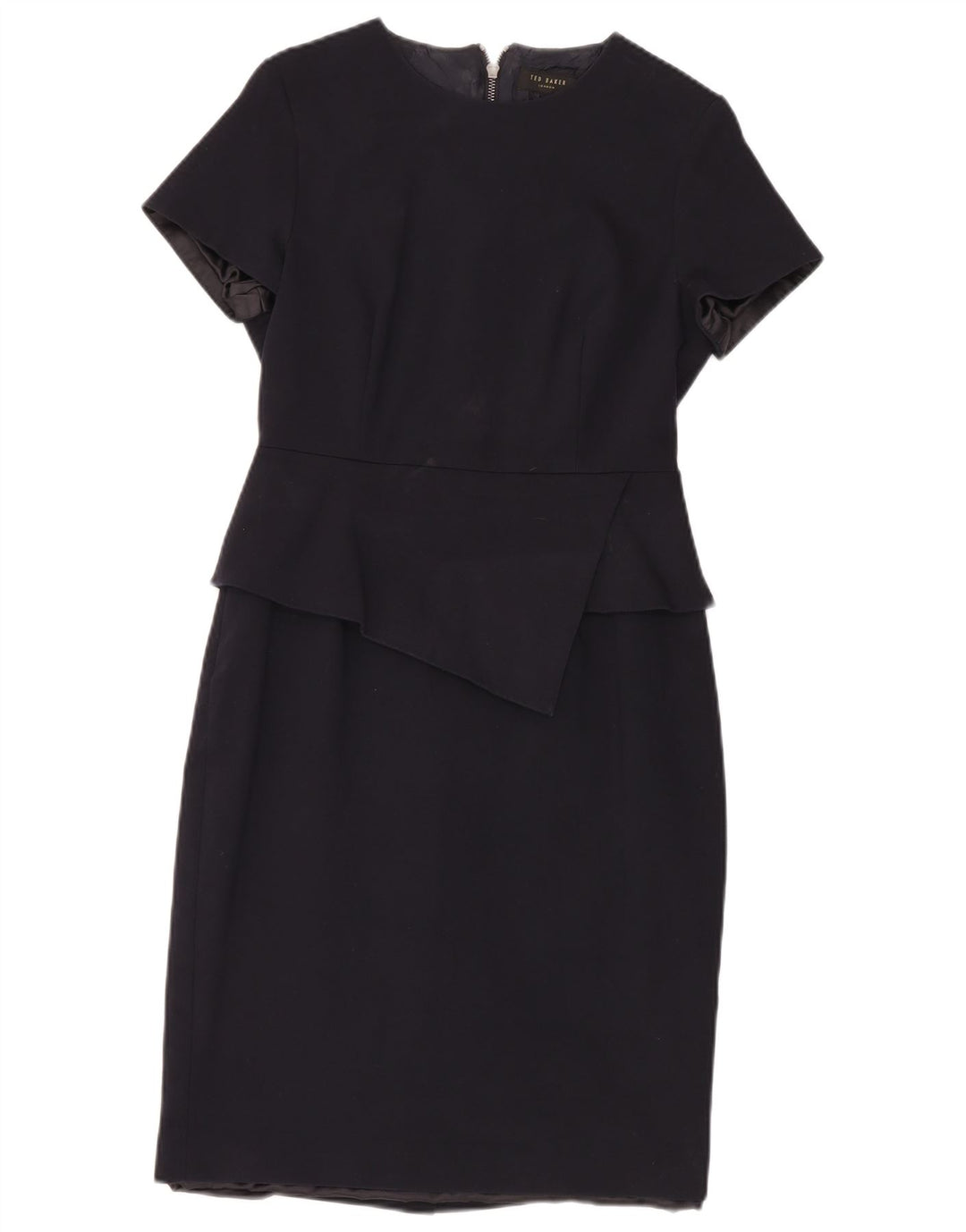 Ted Baker Womens Peplum Dress Size 2 Small Navy Blue Cotton