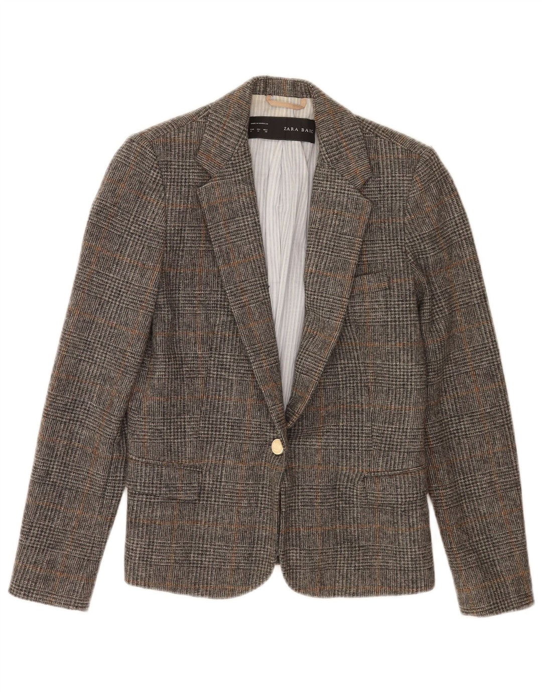 Zara Dame 1 Knap Blazer Jacket UK 12 Medium Grey Check