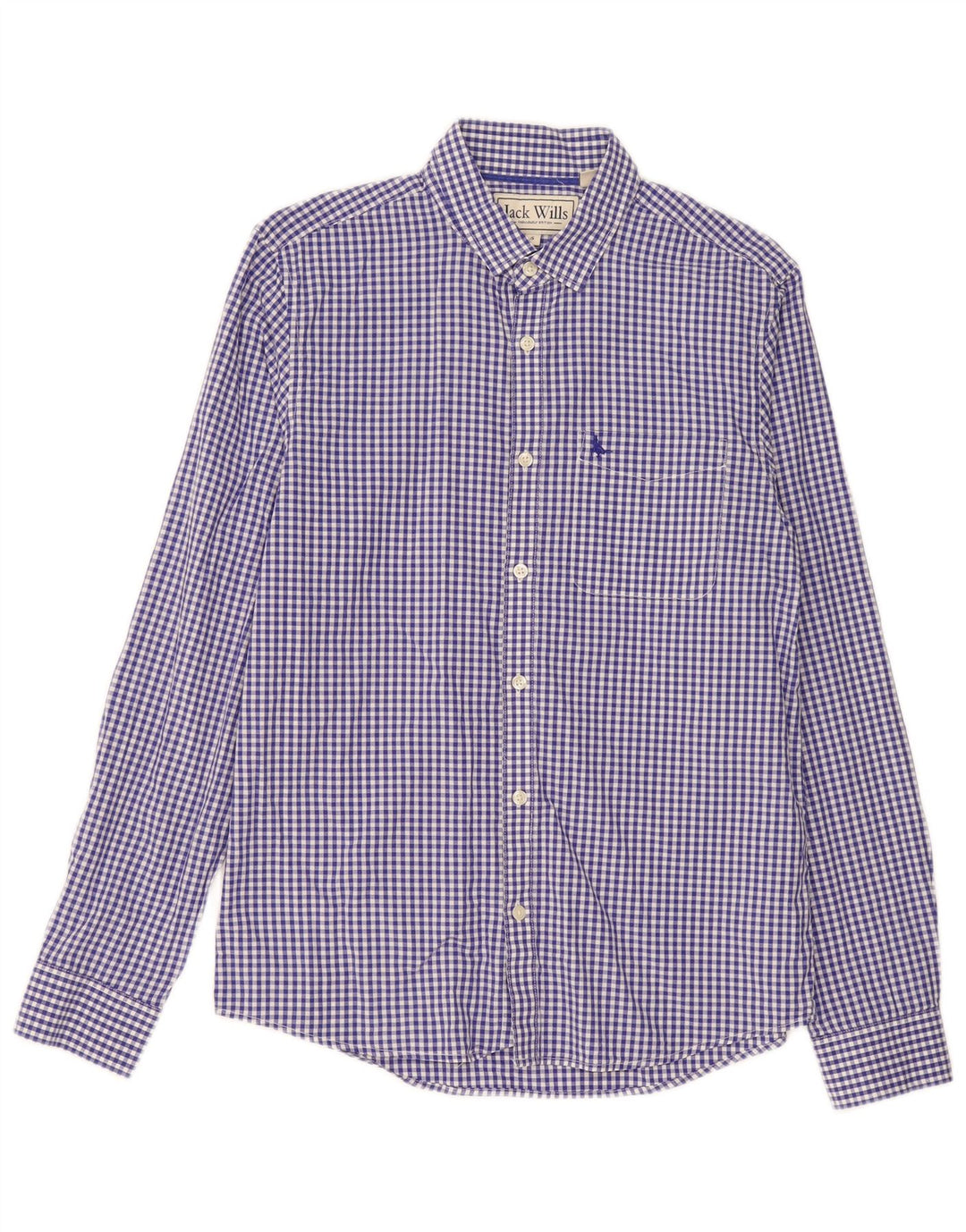 Jack Wills Mens Classic Fit Shirt Small Blue Gingham Cotton
