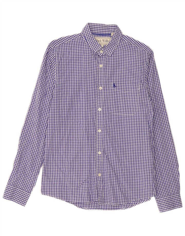 Jack Wills Mens Classic Fit Shirt Small Blue Gingham Cotton