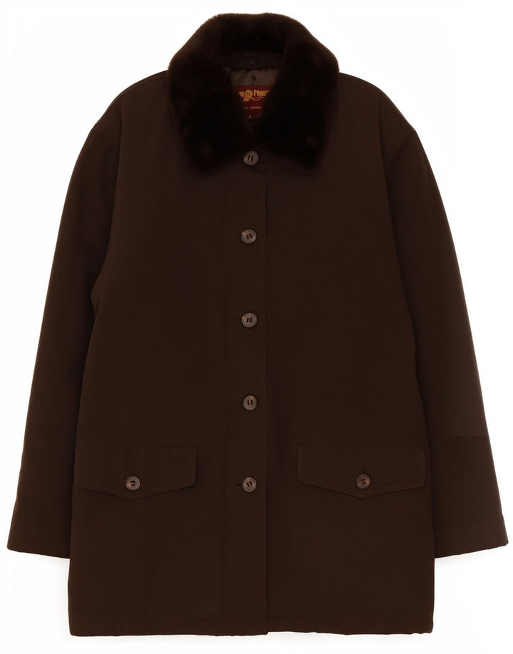 Blu Nauta Womens Overcoat UK 40 Large Brown Cotton