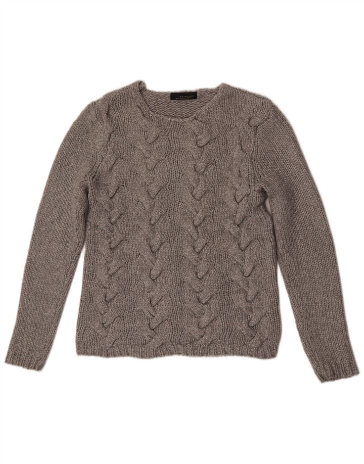 Zara Mens Crew Neck Jumper Sweater Large Grey Nylon