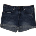 MOSSIMO Womens Power Stretch Denim Shorts US 6 Medium W32 Navy Blue Vintage Mossimo and Second-Hand Mossimo from Messina Hembry 