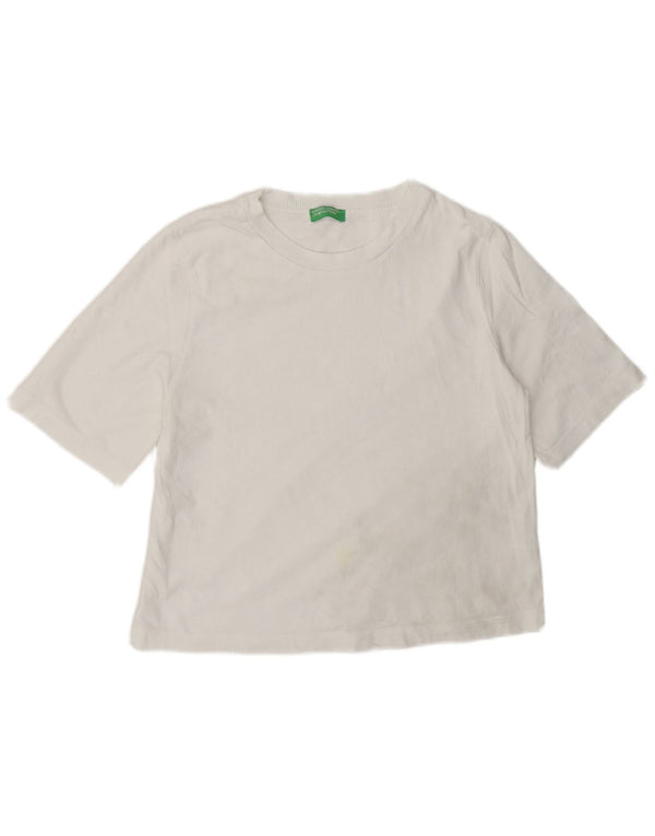 Benetton Womens T-Shirt Top UK 14 Medium White Cotton