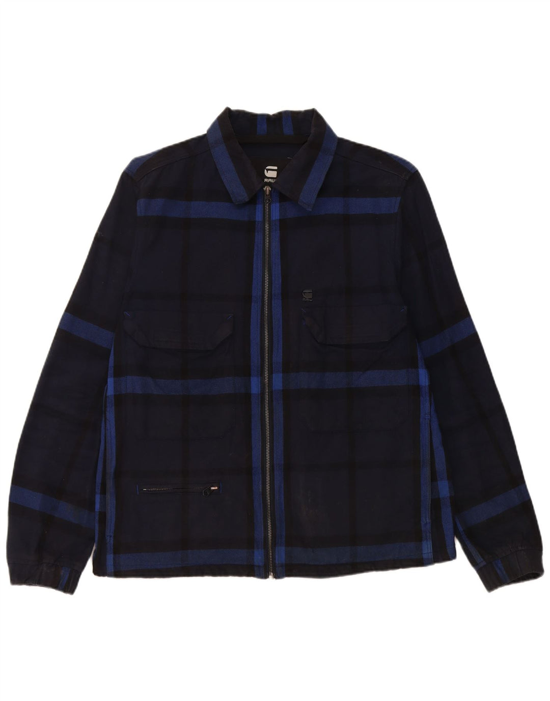 Giacca utility da uomo G-Star UK 40 grande cotone a quadri blu navy