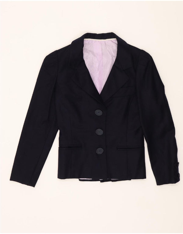Vintage mujer 3 botones Blazer chaqueta Reino Unido 4 XS azul marino