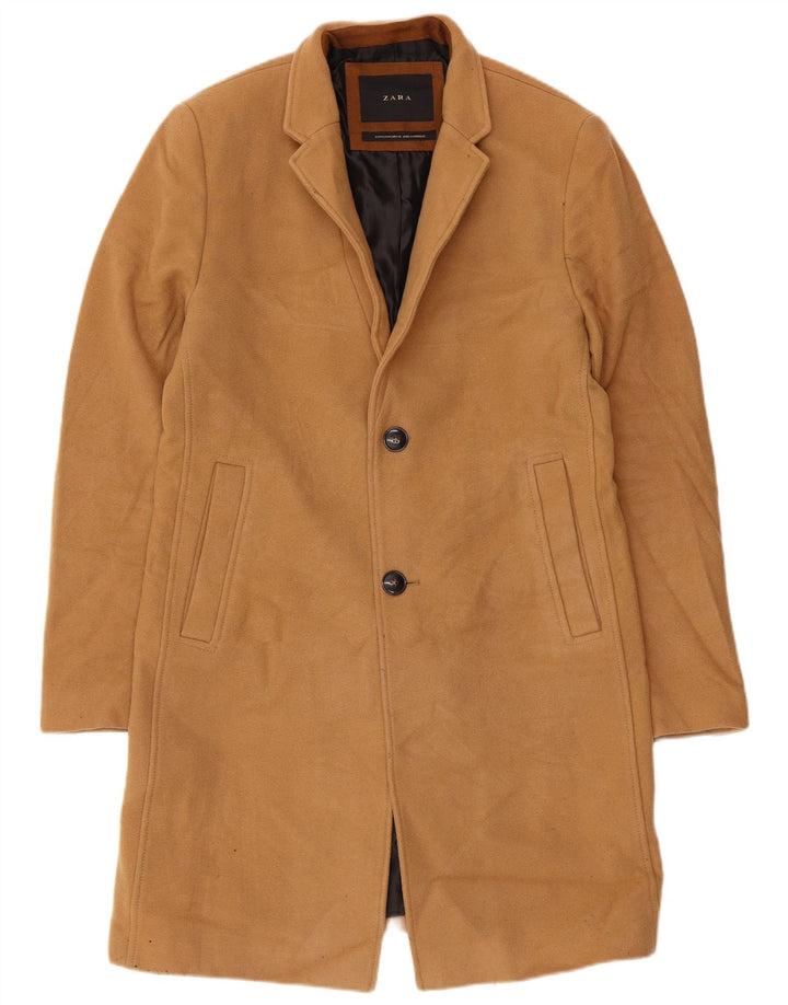Zara Mens Overcoat UK 38 Medium Beige Wool