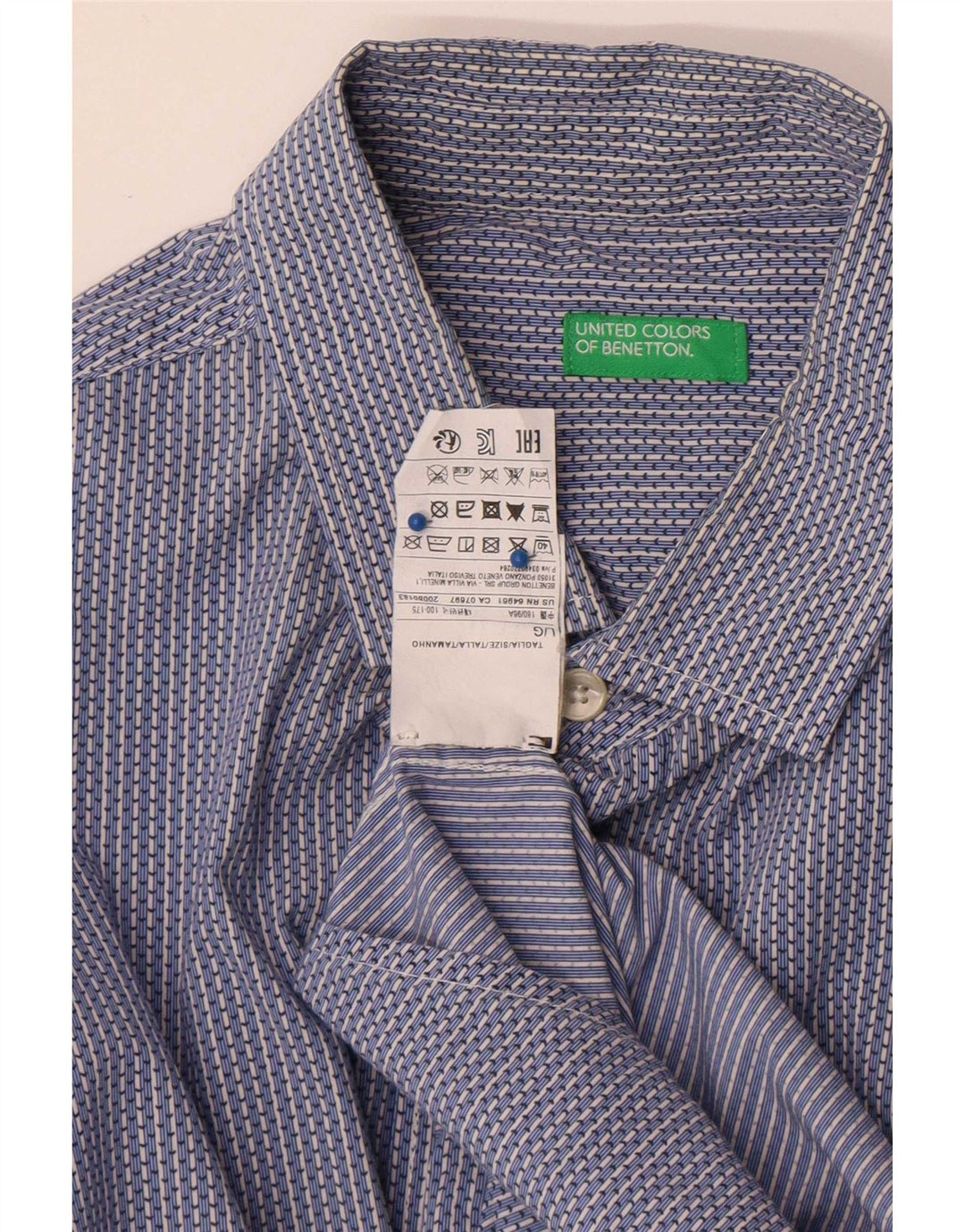Camicia Benetton Uomo Cotone Riga Grande Blu