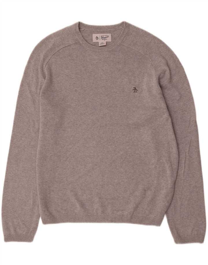 Penguin Mens Crew Neck Jumper Sweater Large Grey Cotton