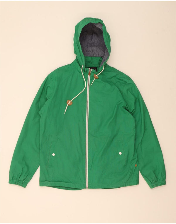 Farah Mens Hooded Rain Jacket UK 40 Large Green Cotton