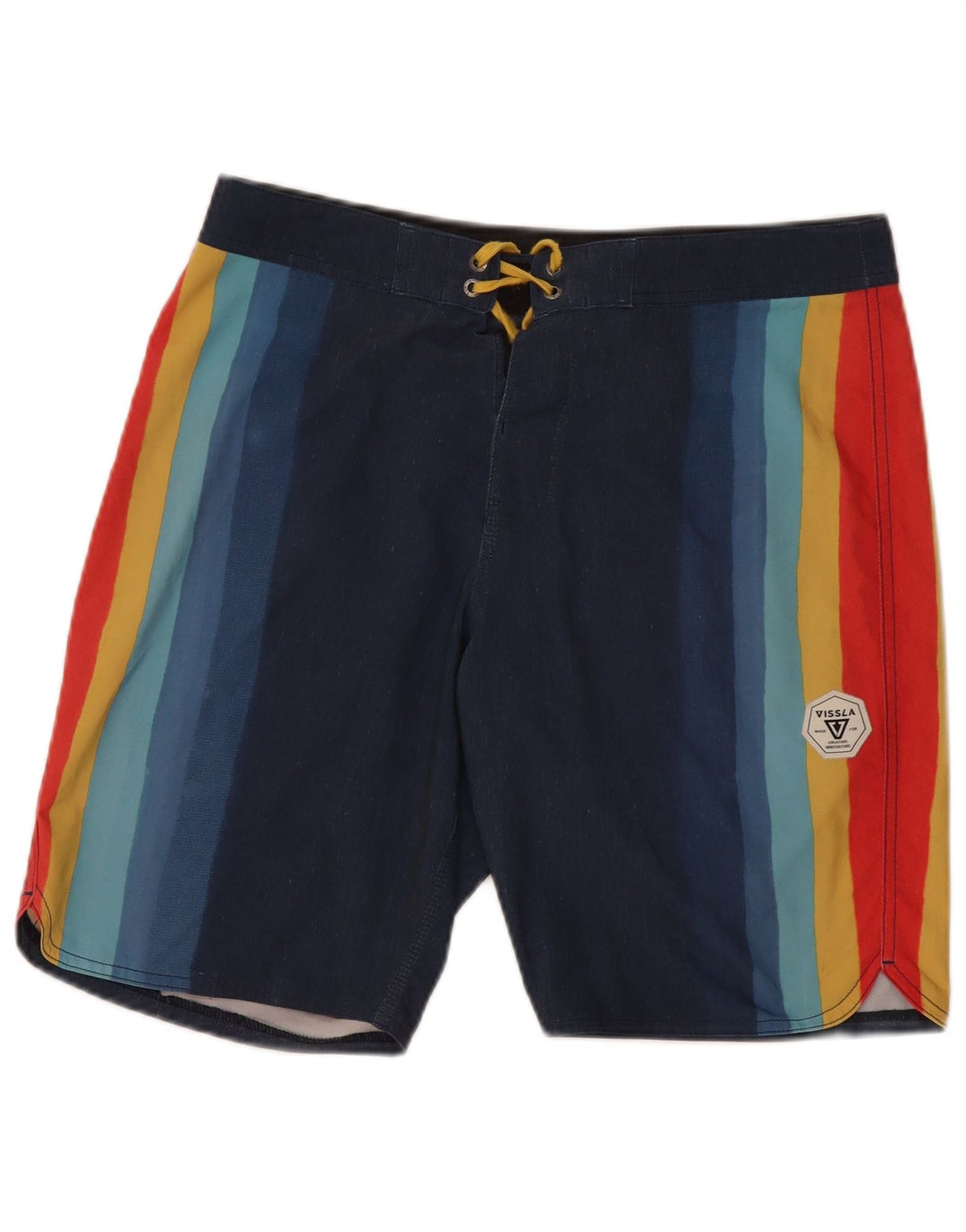 Vissla Mens Swimming Shorts Medium Multicoloured Striped Cotton Beach