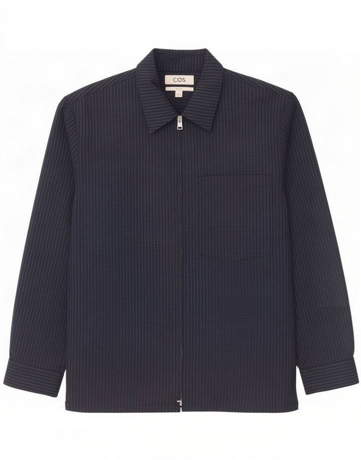 Giubbotto bomber rilassato da uomo Cos UK 38 medio in lana a quadretti blu navy