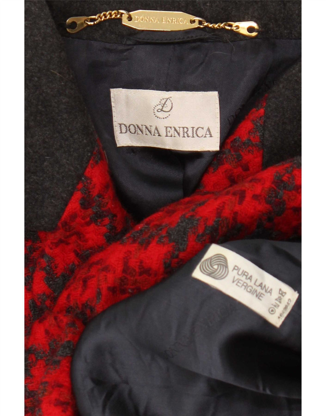 Donna Enrica Damen 3-Knopf-Blazerjacke UK 16 Großer roter Hahnentritt
