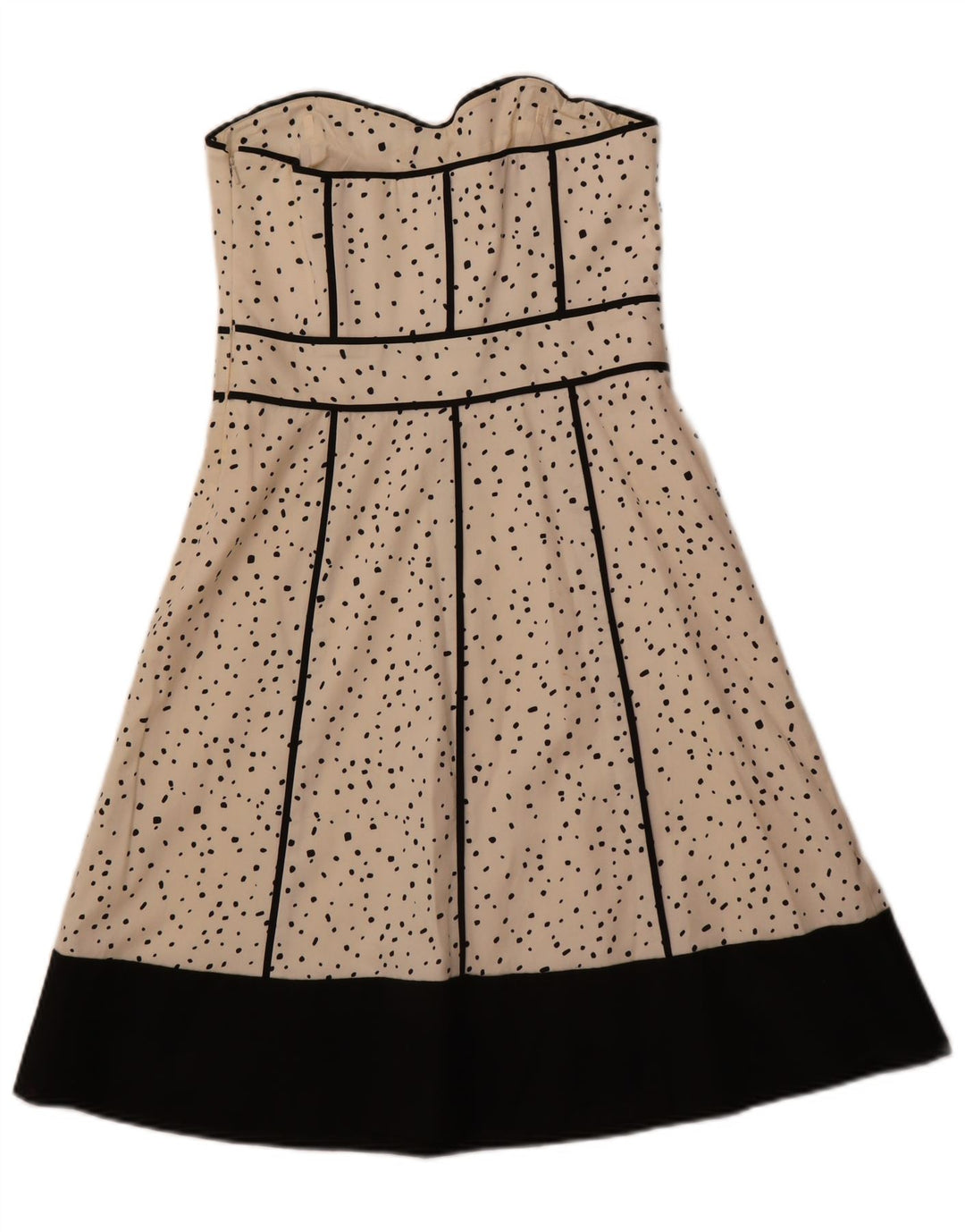 COAST Damen Trägerloses Kleid UK 12 Mittelweiß gepunktete Baumwolle