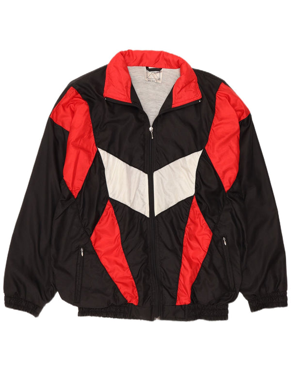 Giacca da tuta da uomo vintage vestibilità ampia, colore nero medio, sport a blocchi