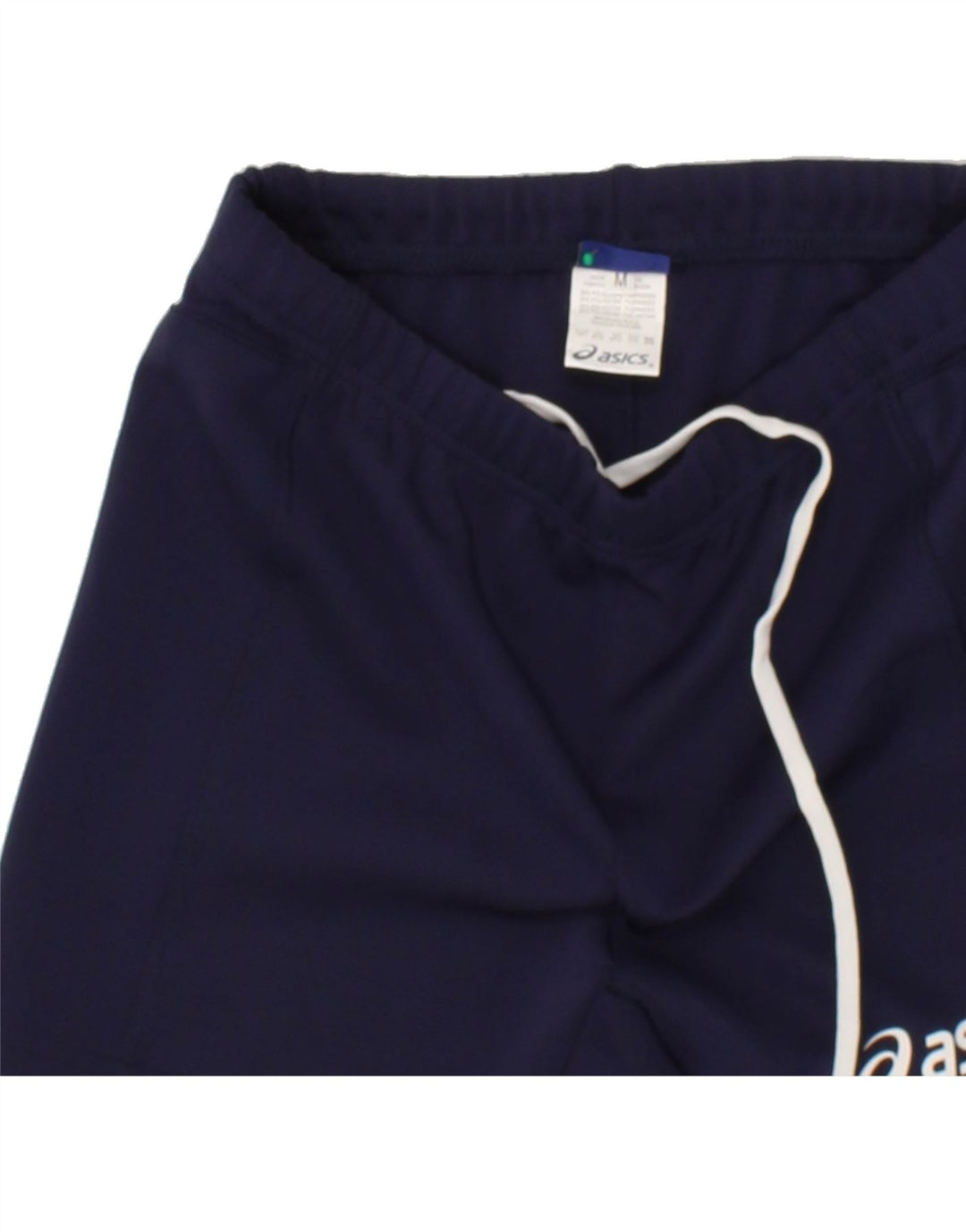 ASICS Womens Graphic Sport Shorts UK 12 Medium Navy Blue Polyester Vintage Asics and Second-Hand Asics from Messina Hembry 