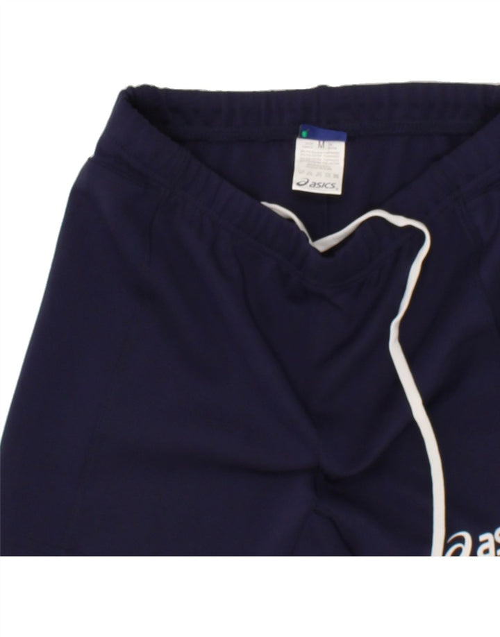 ASICS Womens Graphic Sport Shorts UK 12 Medium Navy Blue Polyester Vintage Asics and Second-Hand Asics from Messina Hembry 