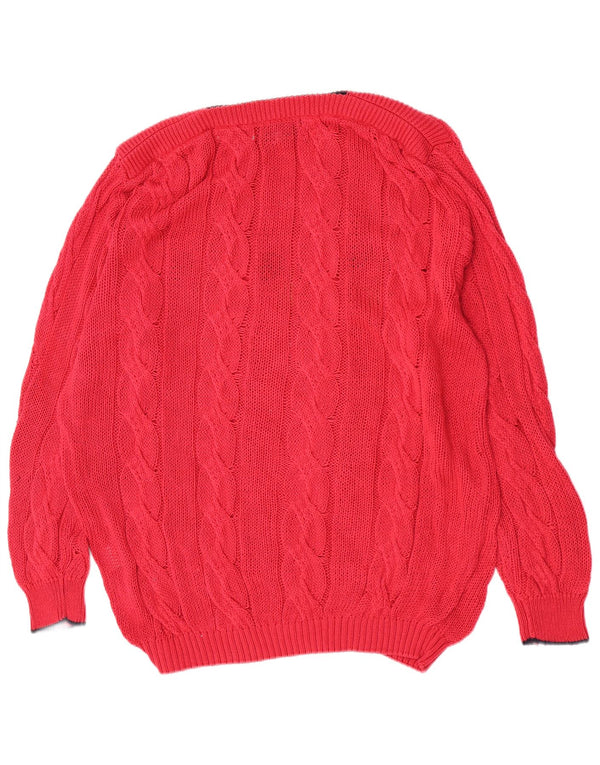 St. Germain Pull graphique à col bateau pour femme IT 46 Large Rouge Classique