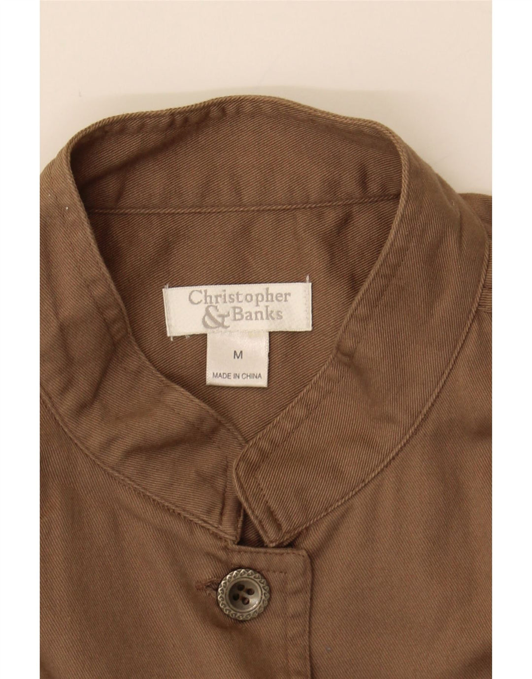 CRISTOPHER & BANKS Womens Bomber Jacket UK 14 Medium Beige Cotton Vintage Cristopher & Banks and Second-Hand Cristopher & Banks from Messina Hembry 