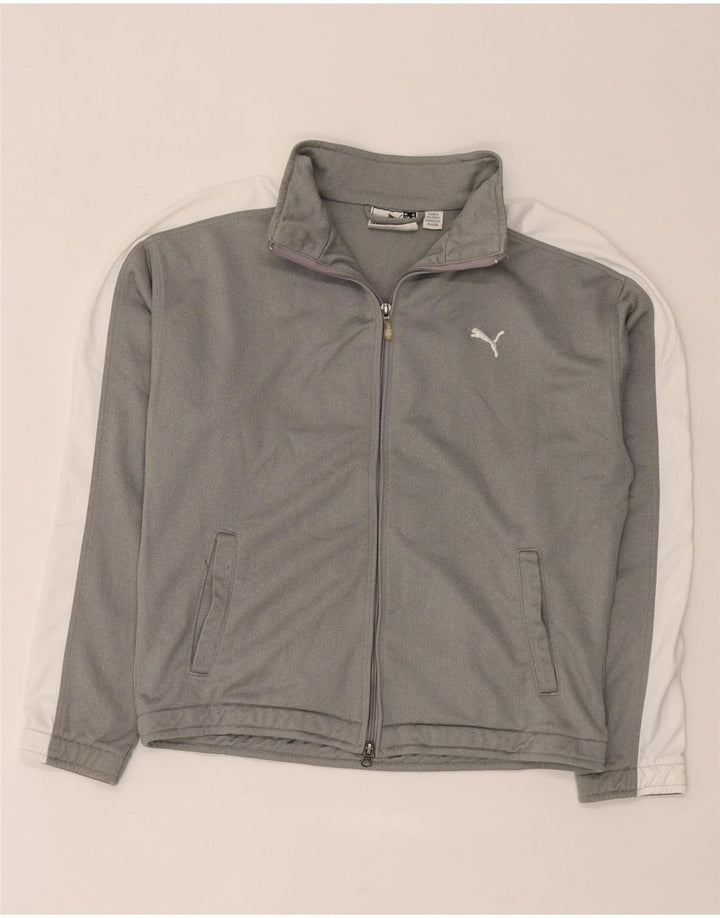 Puma træningsdragt topjakke til kvinder UK 12 Medium Grey Colourblock Polyester