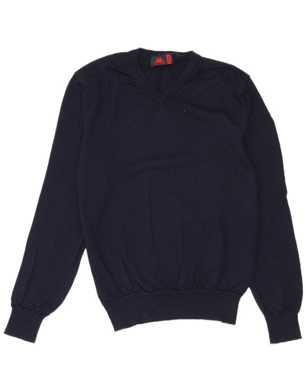 Kappa Damen-Pullover mit V-Ausschnitt, UK 12, mittelmarineblaue Merinowolle
