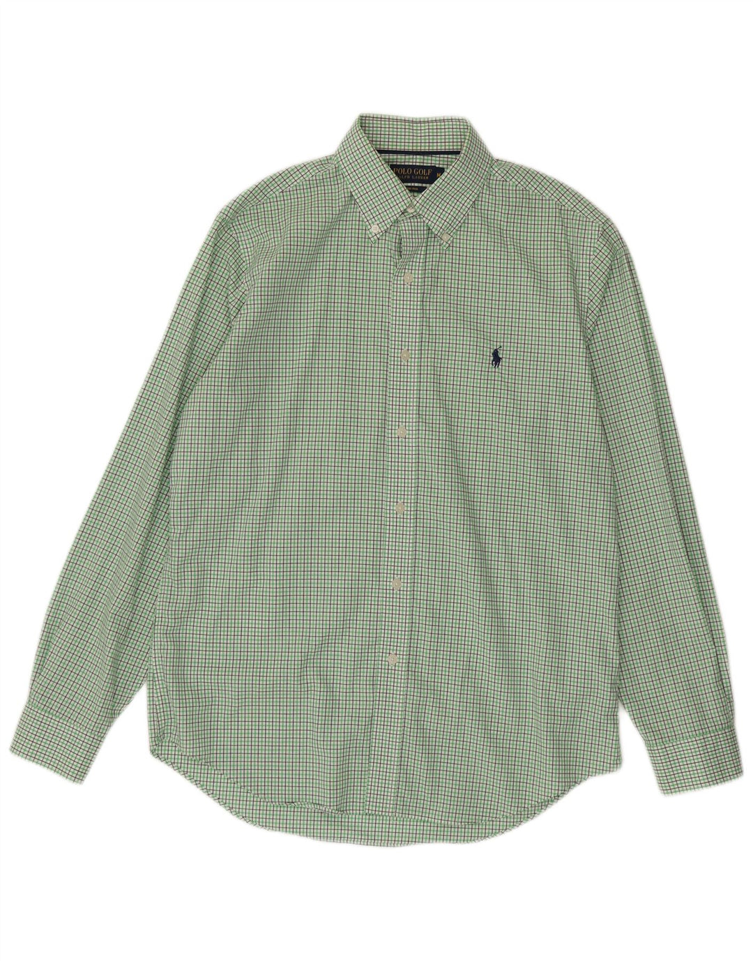 Polo Ralph Lauren Mens Shirt Medium Green Check Cotton
