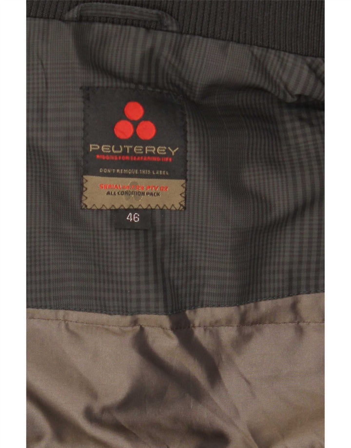 PEUTEREY Mens Bomber Padded Jacket IT 46 Small Grey Houndstooth Polyamide