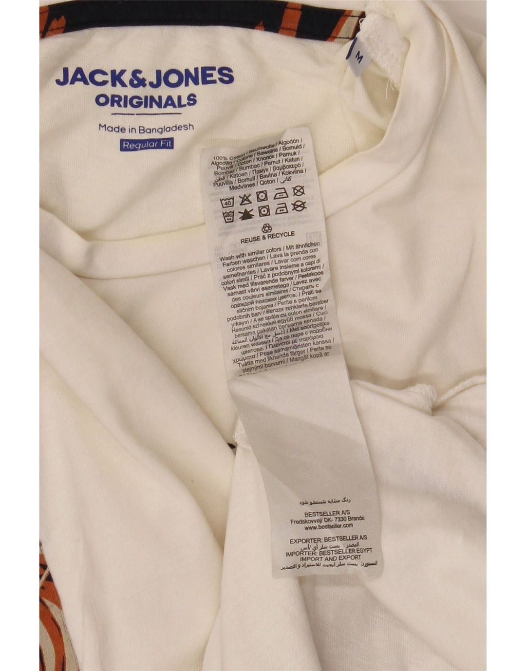 Jack & Jones Mens Regular Fit Graphic T-Shirt Top Medium White Floral