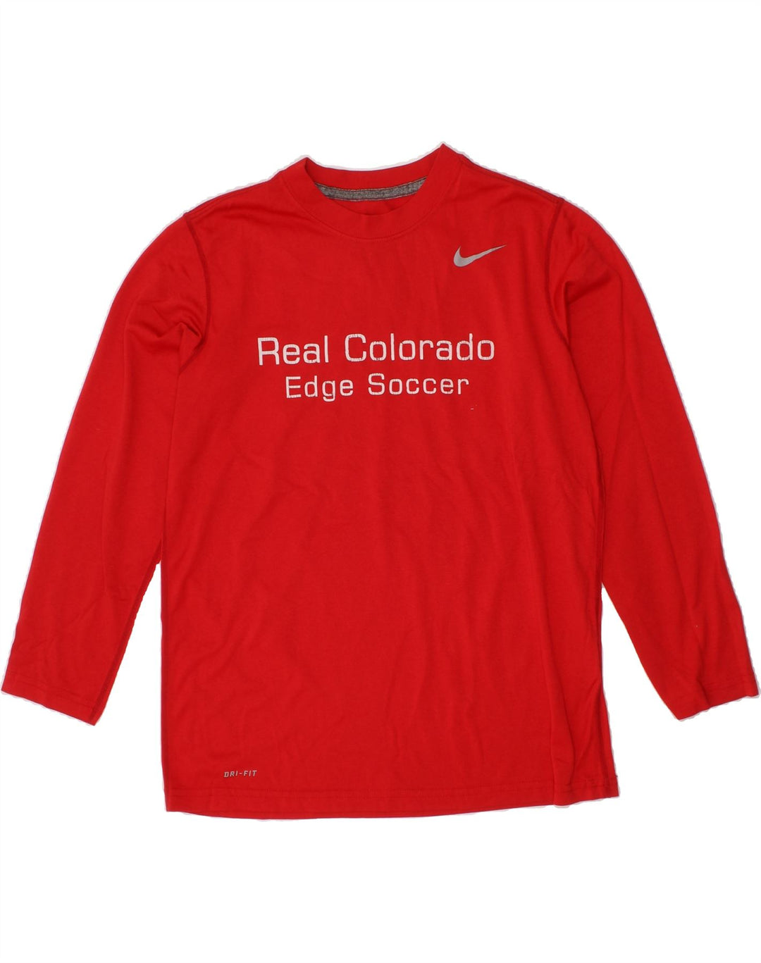 NIKE Boys Dri Fit Graphic Top Long Sleeve 10-11 Years Medium Red Polyester Vintage Nike and Second-Hand Nike from Messina Hembry 