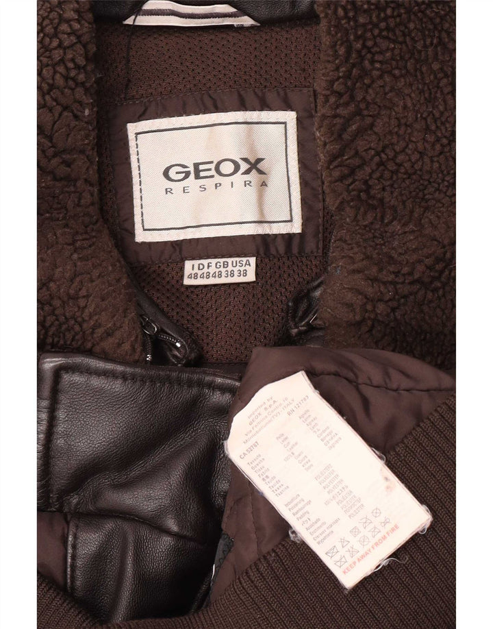Jaqueta de couro bomber masculina Geox Reino Unido 38 marrom médio