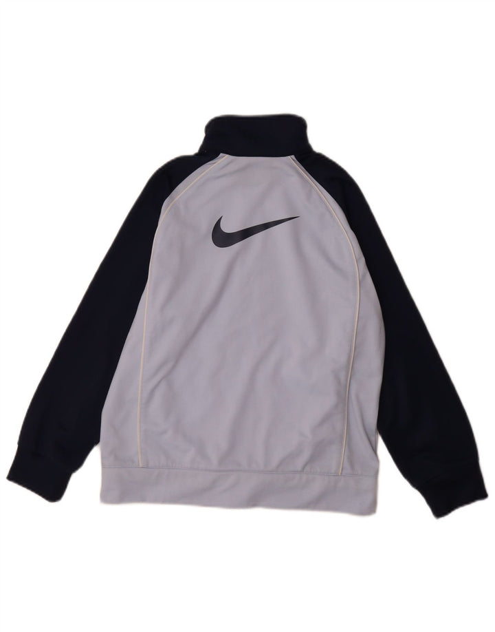 Nike Boys Graphic Tracksuit Top Jacket 8-9 Years Small Blue Colourblock