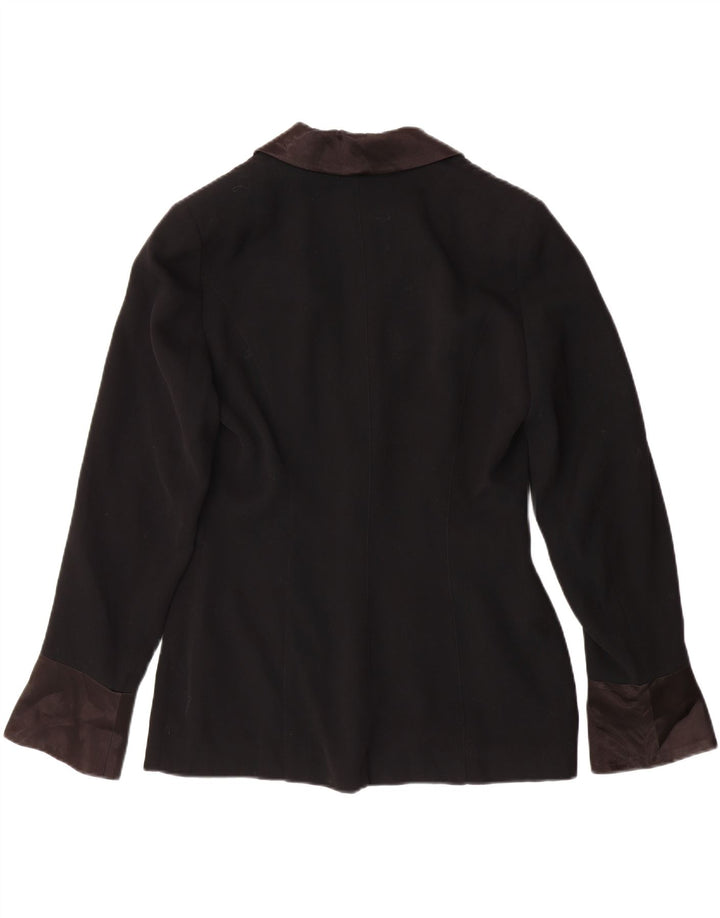 MYRENE DE PREMONVILLE Womens Blazer Jacket UK 14 Medium Black Colourblock Vintage Myrene De Premonville and Second-Hand Myrene De Premonville from Messina Hembry 