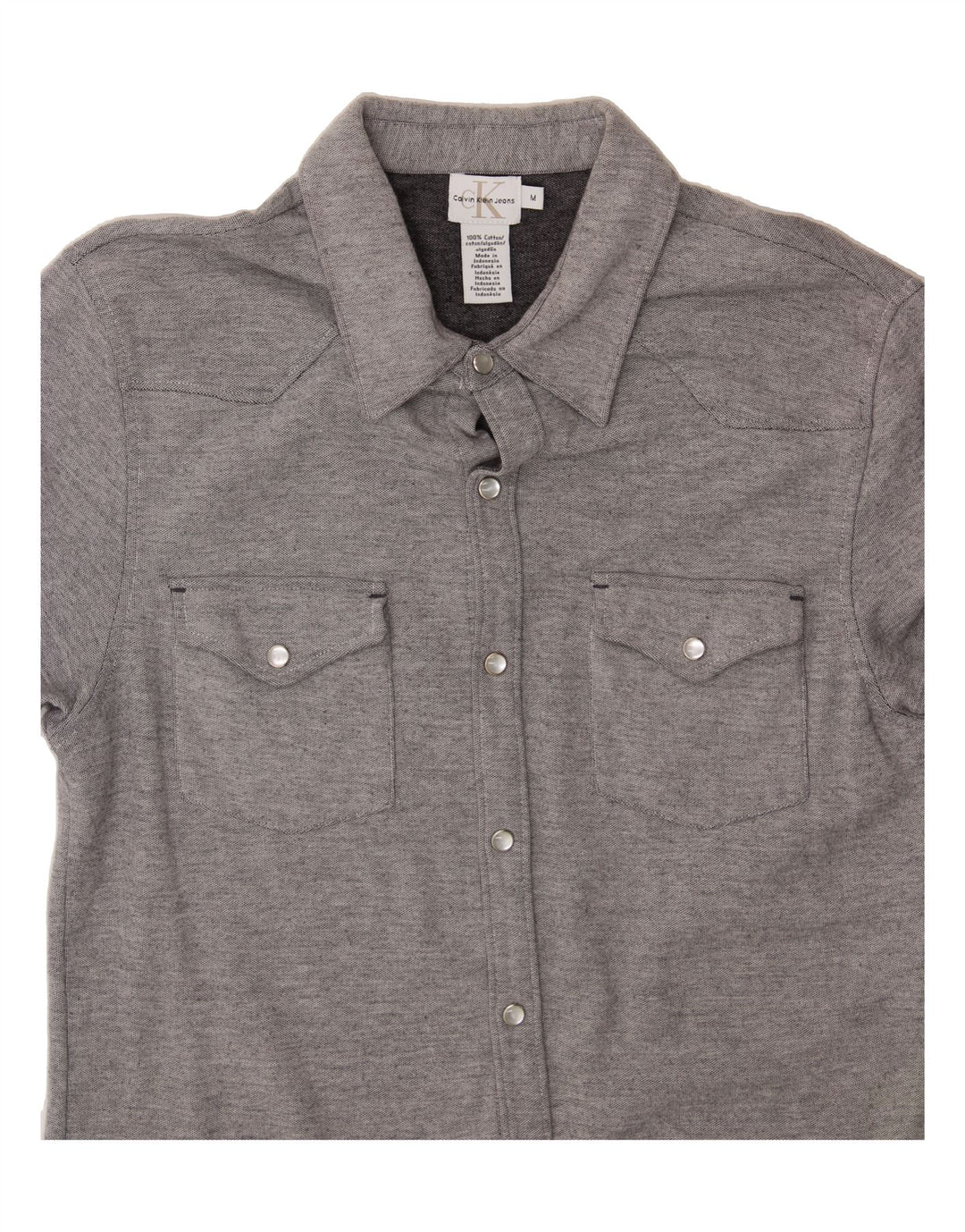 CALVIN KLEIN JEANS Mens Short Sleeve Shirt Medium Grey Cotton Vintage Calvin Klein Jeans and Second-Hand Calvin Klein Jeans from Messina Hembry 