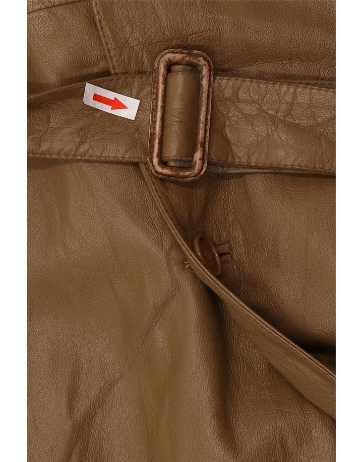 Vintage Mens Leather Trench Coat IT 46 Small Brown Leather