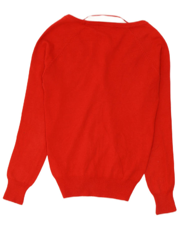 Zara Womens Cardigan Sweater UK 10 Small Red Cotton