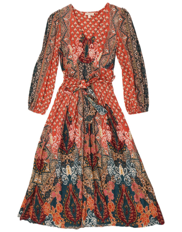 Monsoon Womens Long Sleeve Maxi Dress UK 10 Small Multicoloured Paisley