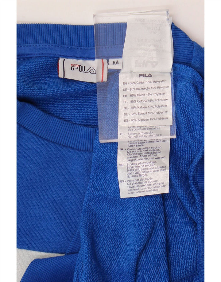 FILA Mens Graphic Sweatshirt Jumper Medium Blue Colourblock Cotton