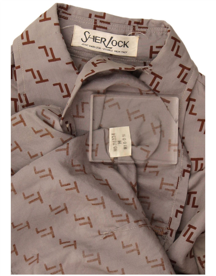 Camicia grafica da donna vintage UK 12 Grigio medio