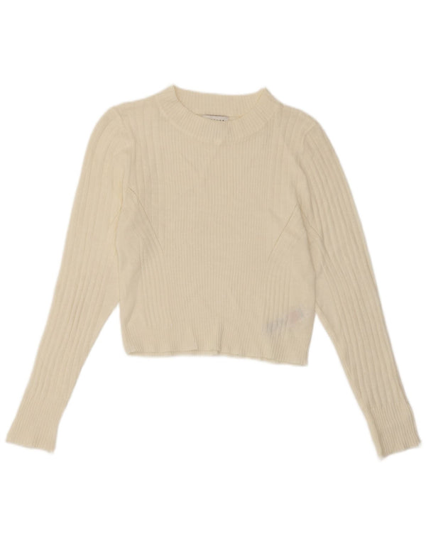 Topshop női Crop Crew nyakú pulóver UK 14 nagy fehér akril