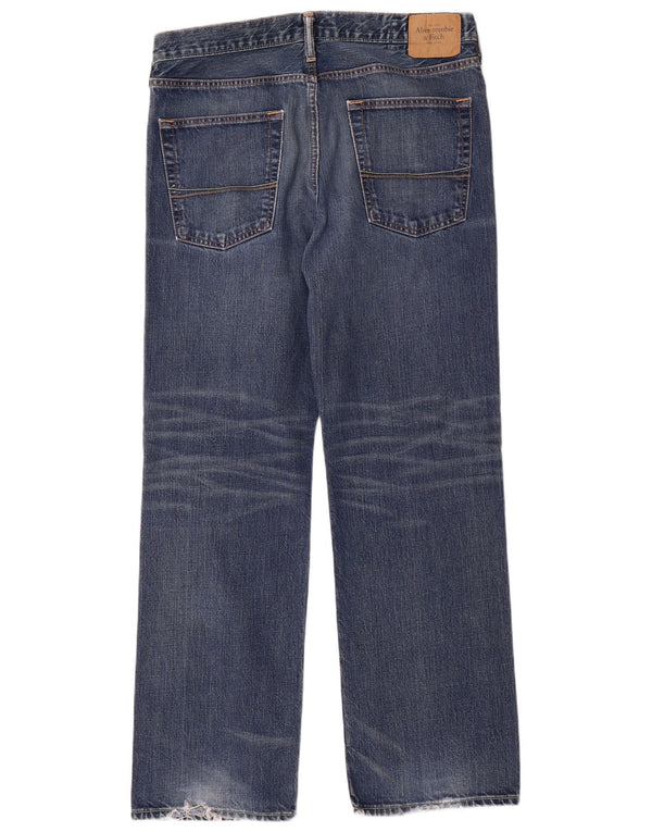 Abercrombie & Fitch Mens Straight Jeans W34 L32 Blue Cotton