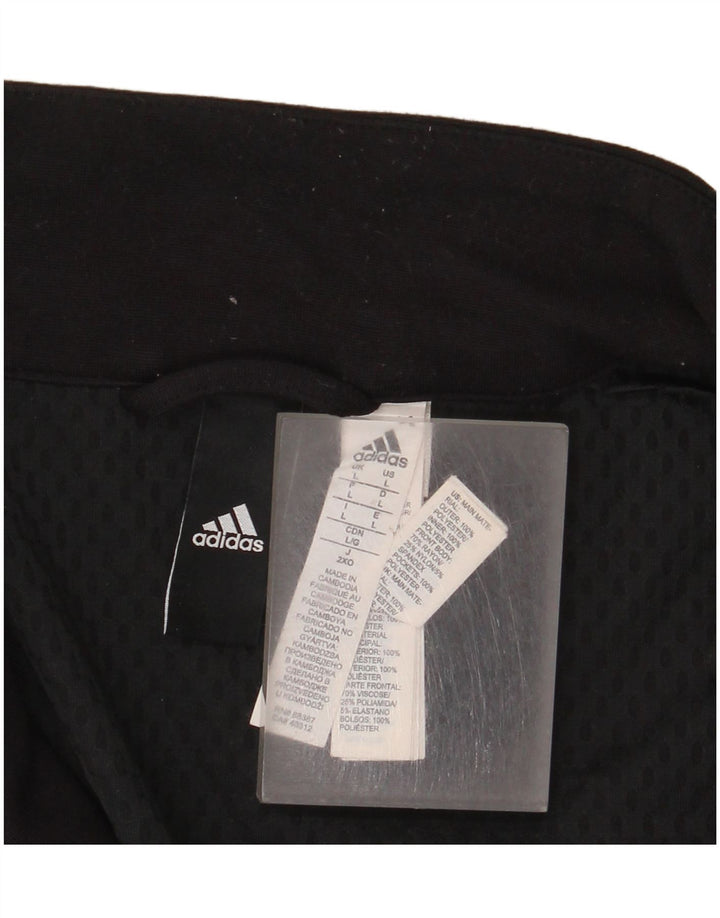 Adidas Mens Zip Neck Pullover Tracksuit Top Large Black Polyester