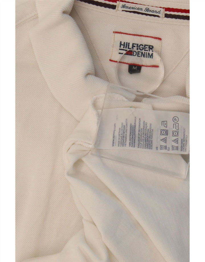 TOMMY HILFIGER Mens Polo Shirt Medium Off White Cotton Vintage Tommy Hilfiger and Second-Hand Tommy Hilfiger from Messina Hembry 