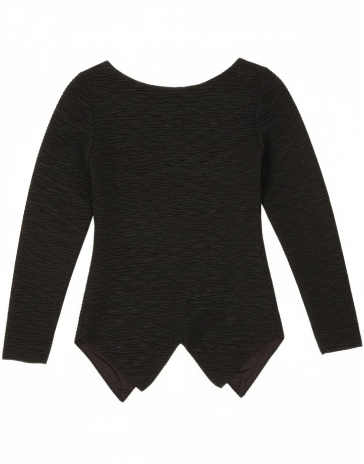 VINTAGE Womens Asymmetric Top Long Sleeve UK 10 Small Black Vintage Vintage and Second-Hand Vintage from Messina Hembry 