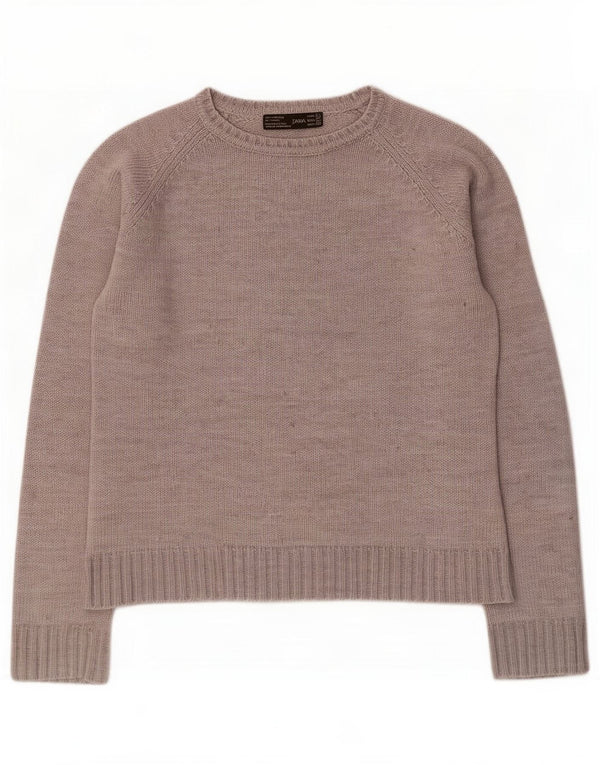 Maglione Zara da donna con scollo a barca UK 14 grande acrilico grigio