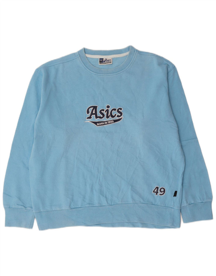 Asics Mens Graphic Sweatshirt Jumper Large Blue Cotton