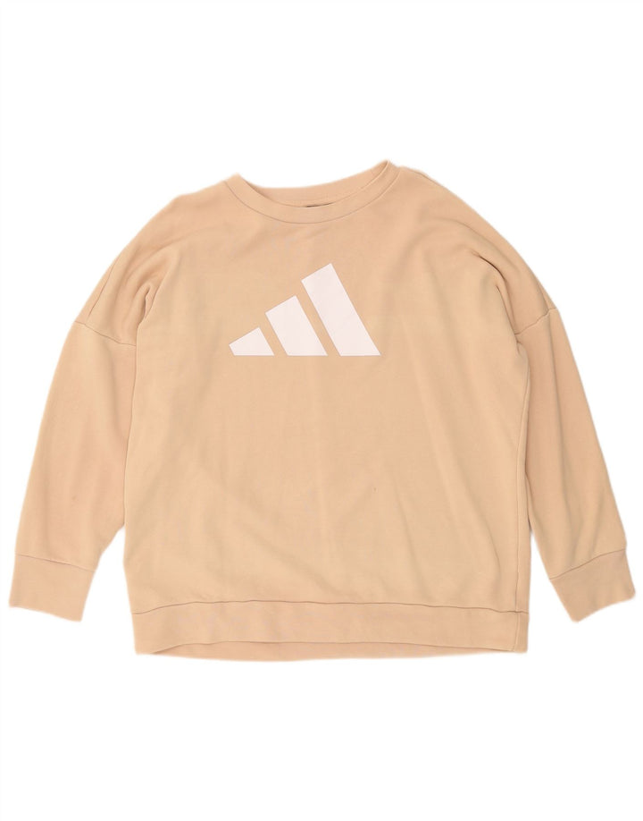 Adidas Womens Graphic Oversized Sweatshirt Jumper UK 12/14 Medium Beige