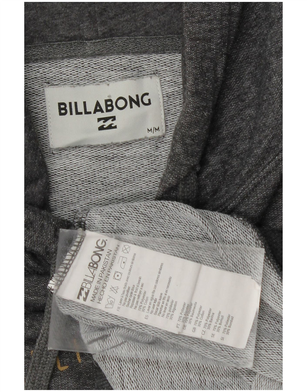 Billabong Mens Graphic Hoodie Jumper Medium Grey Flecked Polyester