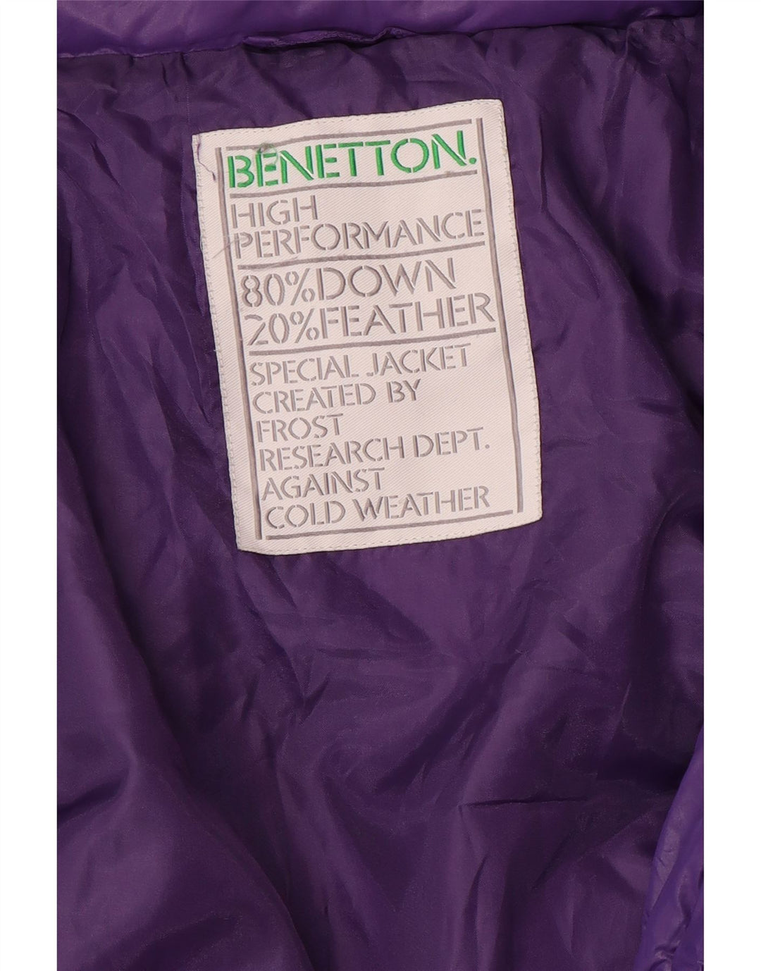 Benetton Womens Hooded Padded Coat UK 10 Small Purple